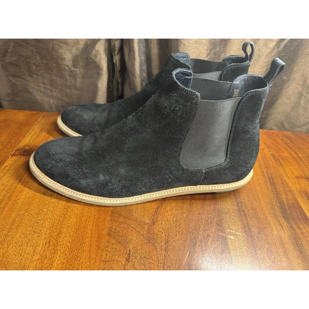 VALAS Los Angeles Mens Chelsea Boots Black Suede Leather Handcrafted Italy Sz 12